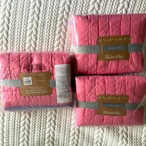 3 Land of Nod Quilted Standard Shams - Pink with purple trim